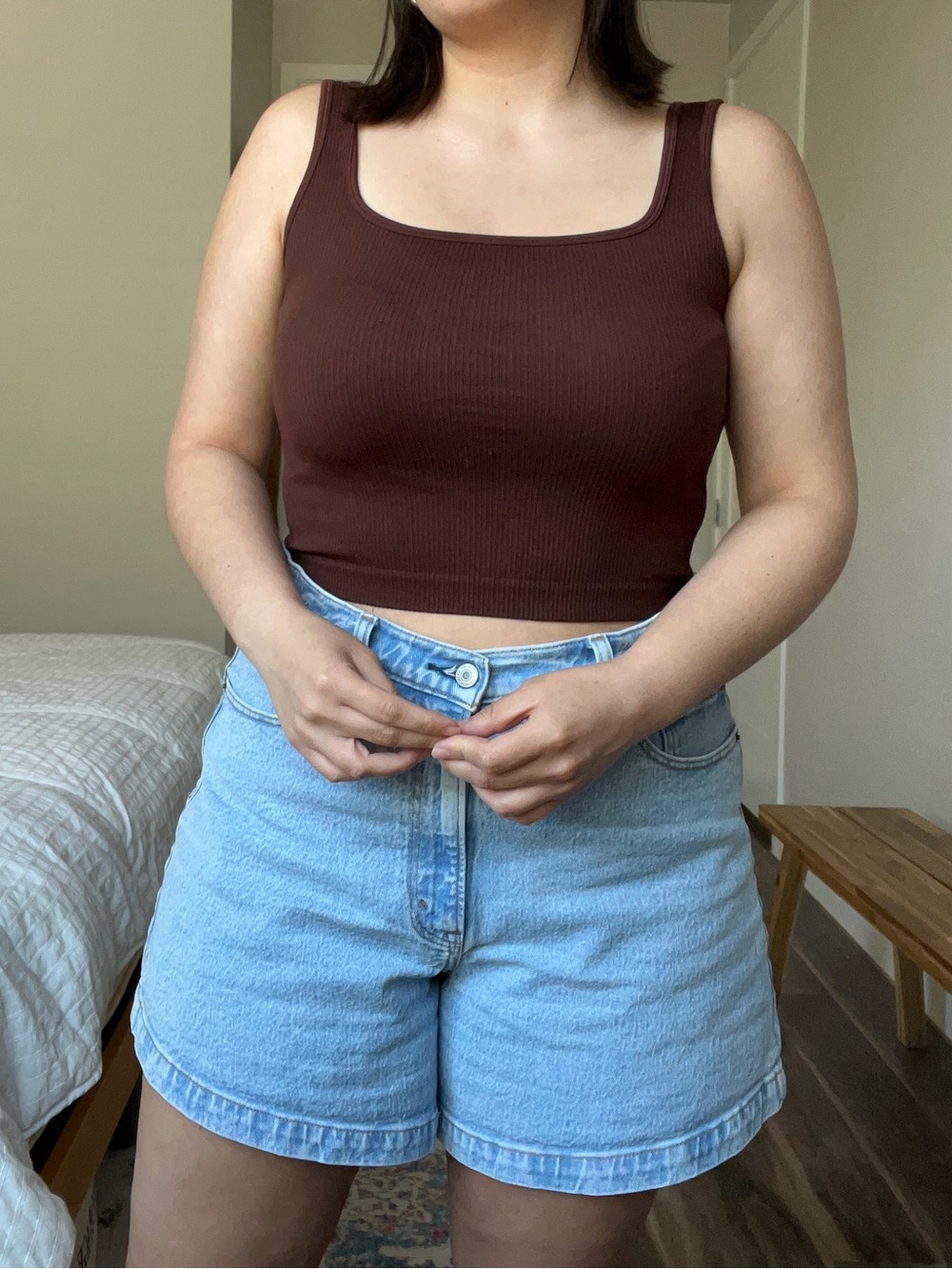 Brown Ribbed Tank top